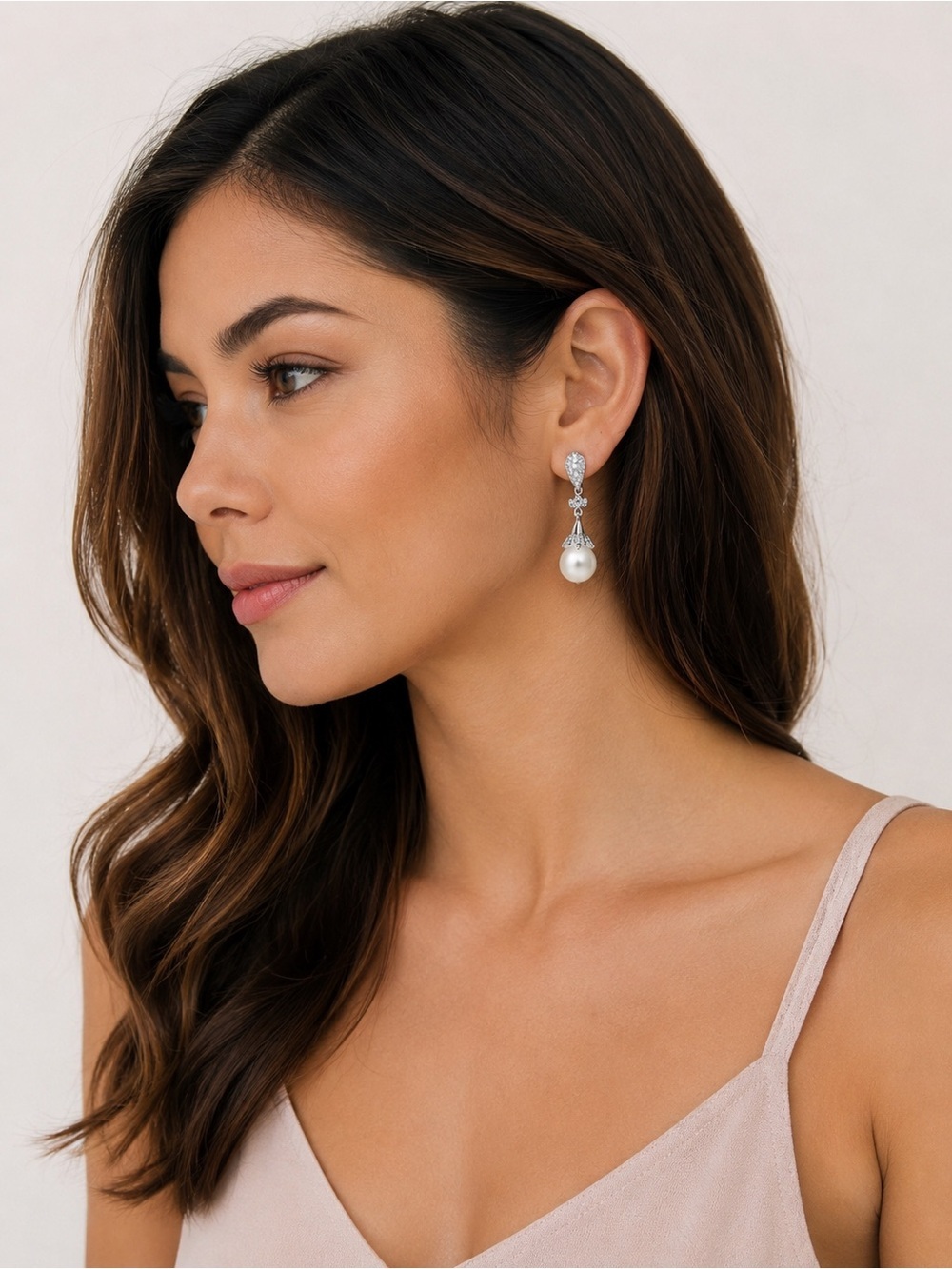 925 Sterling Silver Freshwater Pearl Drop Earrings Bridal Wedding Earrings